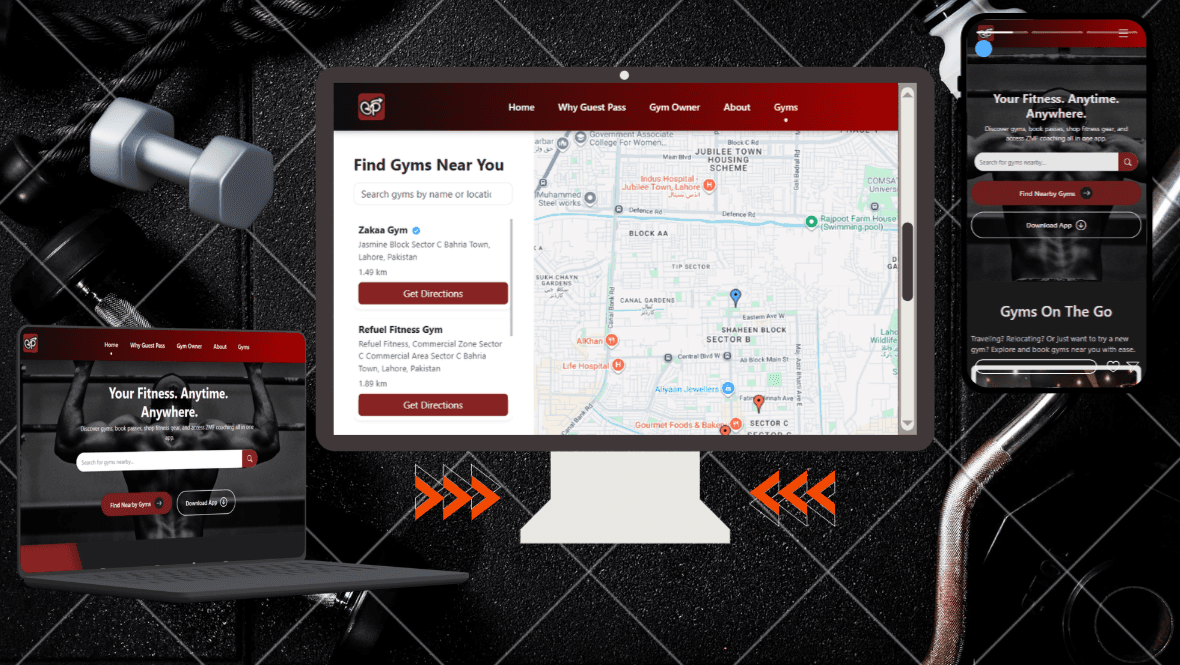Location-Based Gym Finder Web Application - Mockup 2